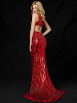 Amazing Customize Evening Dress Mermaid Burgundy V Neck Sequined Sequins Social Party Dresses Pageant Dress-Ballbella