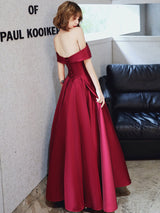 Amazing Evening Dress A-Line Bateau Neck Matte Satin Floor-Length Pleated Formal Party Dresses-Ballbella