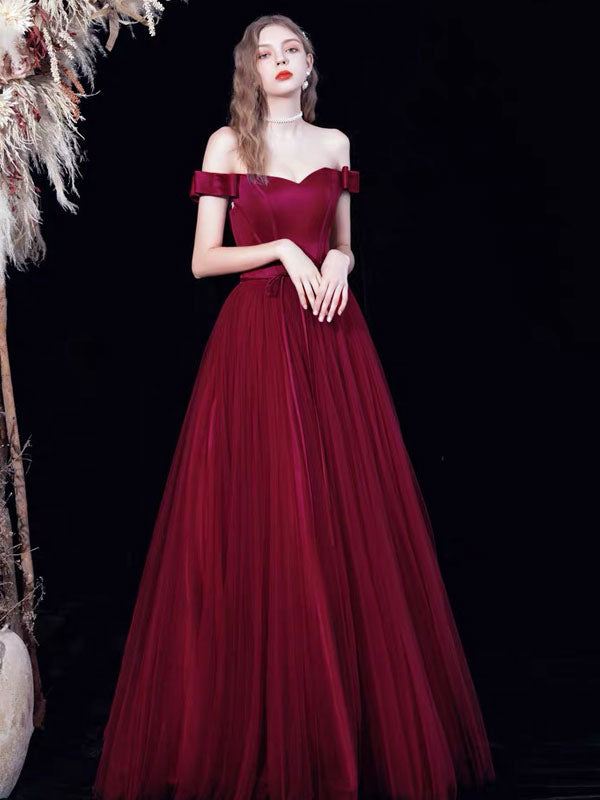 Amazing Evening Dress A-Line Bateau Neck Satin Fabric Floor-Length Formal Dinner Dresses Burgundy Pageant Dress Amazing Evening Dress A-Line Bateau Neck Satin Fabric Floor-Length Formal Dinner Dresses Burgundy Pageant Dress