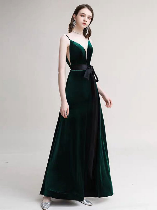 Amazing Evening Dress A Line V Neck Velour Floor Length Sash Social Pageant Dresses Amazing Evening Dress A Line V Neck Velour Floor Length Sash Social Pageant Dresses