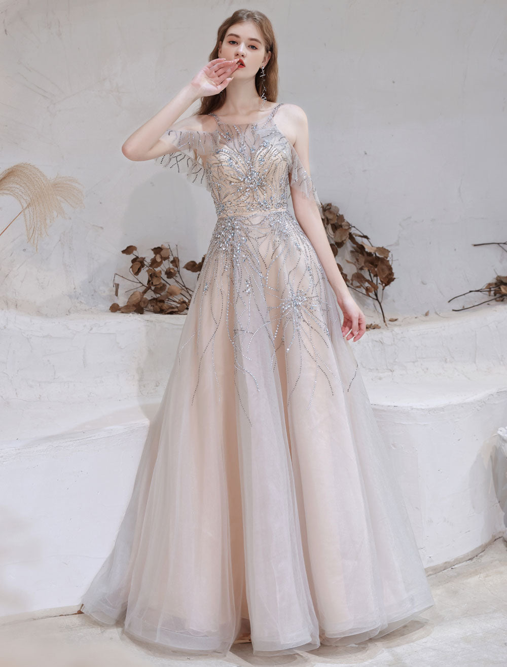 Amazing Evening Dress Nude Color A Line Bateau Neck With Train Sleeveless Zipper Formal Party Dresses Pageant Dress Amazing Evening Dress Nude Color A Line Bateau Neck With Train Sleeveless Zipper Formal Party Dresses Pageant Dress