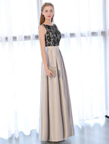 Amazing Evening Dresses Satin Lace evening dress Sleeveless Backless Pleated Pockets Floor Length Formal Dress-Ballbella