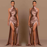 Amazing High Neck Sleeveless Prom Dress Mermaid Long Split-Ballbella