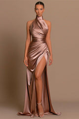 Amazing High Neck Sleeveless Prom Dress Mermaid Long Split-Ballbella