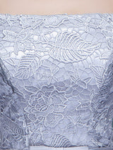 Amazing Mermaid Evening Dress Lace Off The Shoulder Party Dress Silver Half Sleeve Floor Length Occasion Dress With Bow Sash wedding guest dress-Ballbella