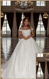Amazing Princess Long White Off-the-Shoulder Glitter Long Wedding Dresses Online-Ballbella