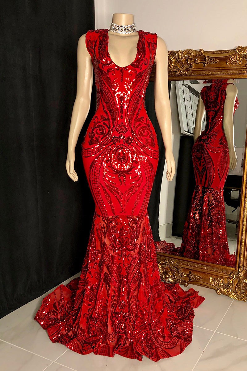 Amazing Sequins Mermaid Prom Dresses Sleeveless V-Neck Online Ballbella Amazing Sequins Mermaid Prom Dresses Sleeveless V-Neck Online Ballbella