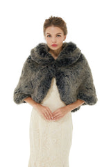 Amey - Winter Faux Fur Wedding Wrap-Ballbella