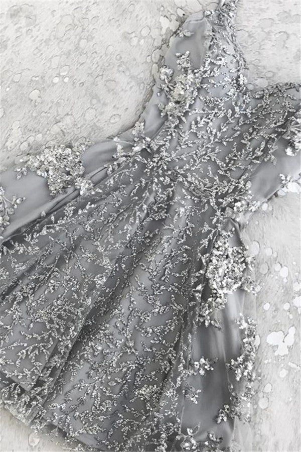 Appliques Silver Short Homecoming Dresses Beads Hoco Dress On Sale Appliques Silver Short Homecoming Dresses Beads Hoco Dress On Sale