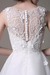 Asymmetrical Organza Wedding Dress High Low A-Line With Lace Beading Flower Exclusive-Ballbella