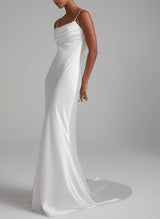 Backless Sheath Fitted Wedding Dresses Silk Like Satin-Ballbella