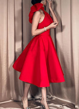 Ball-Gown Halter Sleeveless Satin(Non-Stretch) Homecoming Dresses With Bow(s)-Ballbella