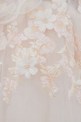 Ball Gown Off the shoulder Floor Length Appliques Tulle Wedding Dresses-Ballbella