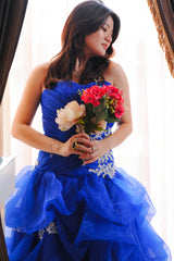 Ball Gown Sweetheart Floor Length Organza Beading Prom Dress-Ballbella