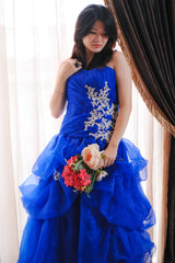 Ball Gown Sweetheart Floor Length Organza Beading Prom Dress-Ballbella