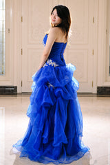 Ball Gown Sweetheart Floor Length Organza Beading Prom Dress-Ballbella