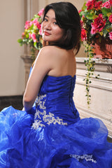 Ball Gown Sweetheart Floor Length Organza Beading Prom Dress-Ballbella