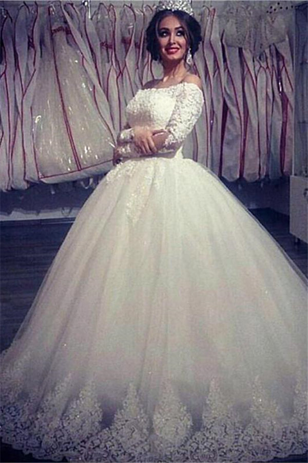 bridal gowns and wedding dresses Ball Gown Wedding Dresses Long Sleevess Off the ShoulderHigh Quality Bridal Gowns