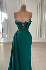 Ballbella Beautiful Dark Green Long Prom Dress Evening Gowns Strapless Mermaid-Ballbella