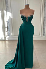 Ballbella Beautiful Dark Green Long Prom Dress Evening Gowns Strapless Mermaid-Ballbella