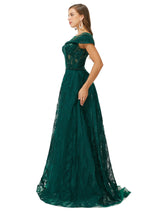 Ballbella Design | Sparkle Beaded Cap Sleeves Prom Dresses with Overskirt-Ballbella