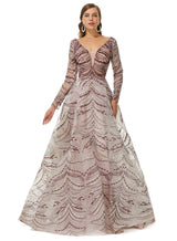 Ballbella Design | Sparkle Beaded Long Sleeves Prom Dresses-Ballbella