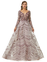 Ballbella Design | Sparkle Beaded Long Sleeves Prom Dresses-Ballbella