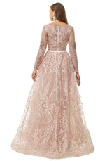 Ballbella Design | Sparkle Beaded Mermaid Long sleeves Prom Dresses with Overskirt-Ballbella