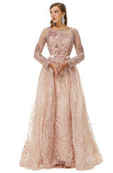 Ballbella Design | Sparkle Beaded Mermaid Long sleeves Prom Dresses with Overskirt-Ballbella