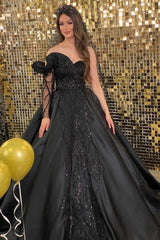 Ballbella Modern Black Wedding Gowns With Beads With Long Sleeve-Ballbella