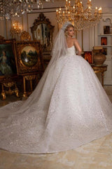 Ballbella Modern Sweetheart Sleeveless Ball Gown Wedding Dress With Glitter Off-the-shoulder-Ballbella
