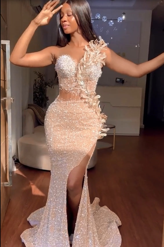 Gorgeous Sweetheart Sleeveless Mermaid Prom Dresses with Split Sequins Beadings Gorgeous Sweetheart Sleeveless Mermaid Prom Dresses with Split Sequins Beadings