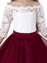 Bateau Neck Tulle Floor Length Princess Sash Kids Party Dresses-Ballbella