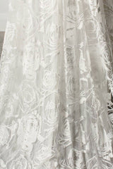 Beach Wedding Dress With Chapel Train White Chic V-Neck Sleeveless Sexy Backless Lace Split Long Bridal Gowns-Ballbella