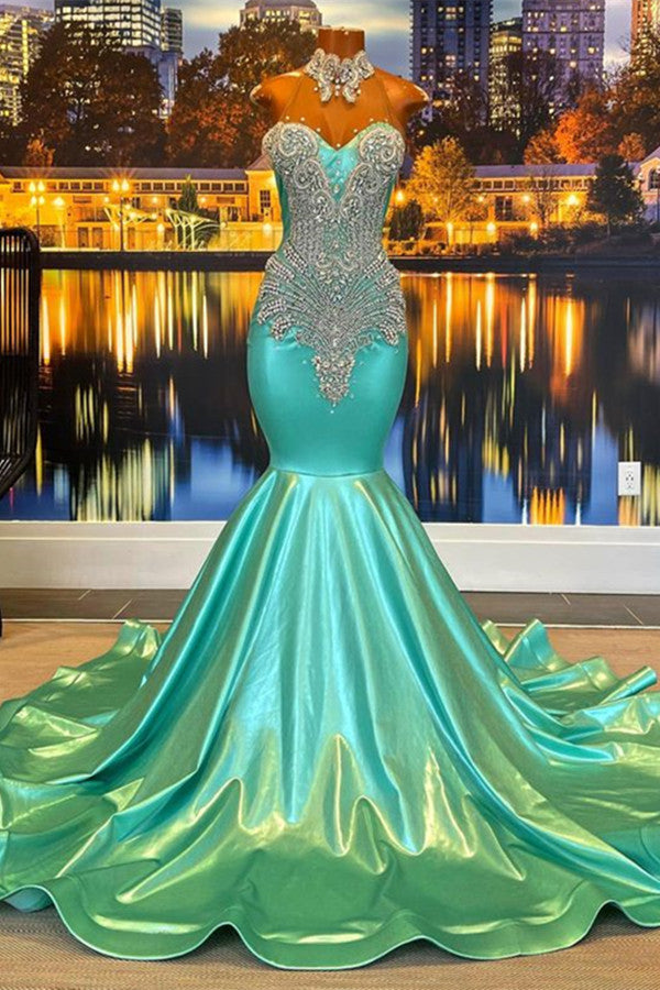 Beautiful High-neck Sweetheart Sleeveless Mermaid Prom Dress With Beading Beautiful High-neck Sweetheart Sleeveless Mermaid Prom Dress With Beading