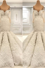 Beautiful Ivory Mermaid Sweetheart Lace Bridal Gowns for Wedding-Ballbella