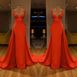 Beautiful Red Starps Sweetheart Long Prom Dress With Split-Ballbella