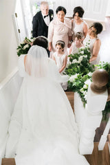 Beautiful Stunning Long Sleeves Backless Wedding Dresses-Ballbella