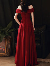 Beautiful Women's Evening Dress A-Line Bateau Neck Matte Satin Floor-Length Beaded Formal Dinner Dresses-Ballbella