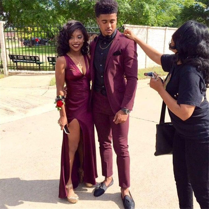 Bespoke Burgundy Two-Piece Slim Fit Men's Prom Suits Online Bespoke Burgundy Two-Piece Slim Fit Men's Prom Suits Online