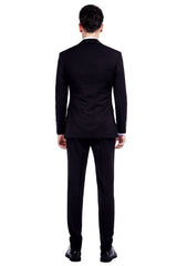 Bespoke Solid Black Three Piece Suits for Men-Ballbella