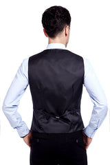 Bespoke Solid Black Three Piece Suits for Men-Ballbella