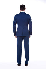 Bespoke Solid Navy Blue Mens Suits for Formal-Ballbella