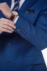 Bespoke Solid Navy Blue Mens Suits for Formal-Ballbella