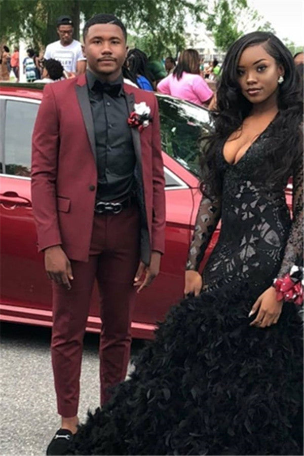Bespoke Two Piece Prom Suit with Black Lapel Bespoke Two Piece Prom Suit with Black Lapel
