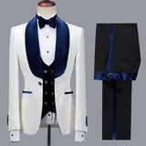 Bespoke White Jacquard Shawl Lapel Men Suit for Wedding-Ballbella