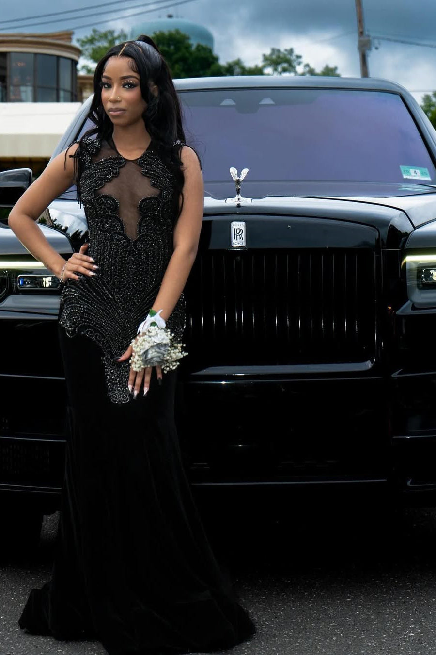 Black Beaded Sleeveless Round neck Mermaid Long Prom Dresses Black Beaded Sleeveless Round neck Mermaid Long Prom Dresses