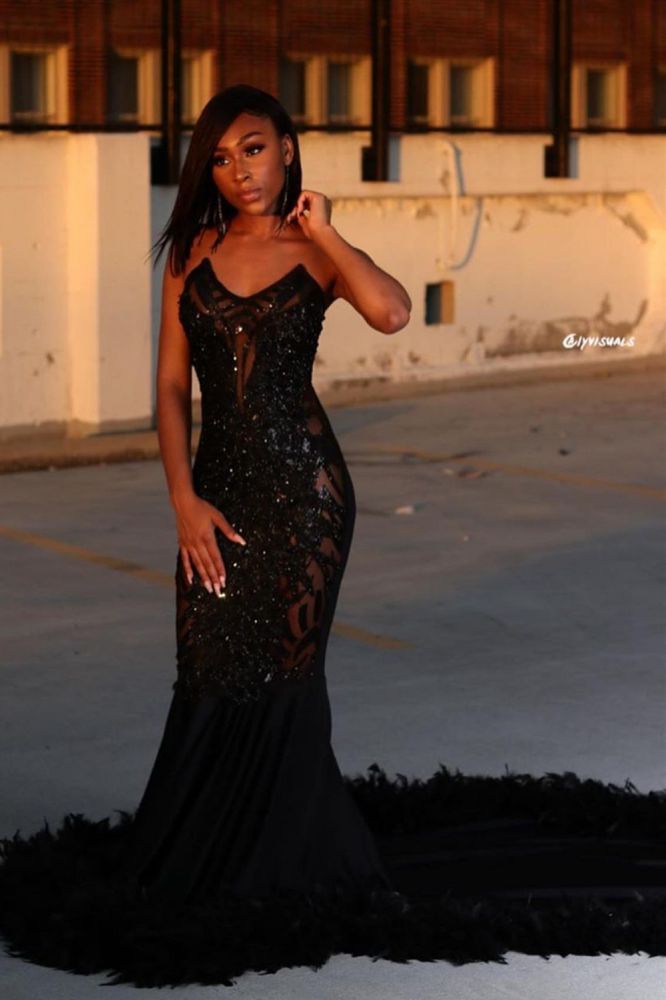 Black Chic Mermaid Prom Party GownsSweetheart Sequined Evening Dress Black Chic Mermaid Prom Party GownsSweetheart Sequined Evening Dress