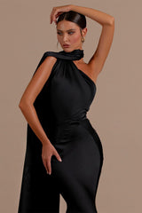 Black High Neck Mermaid Prom Dress with Open Back-Ballbella