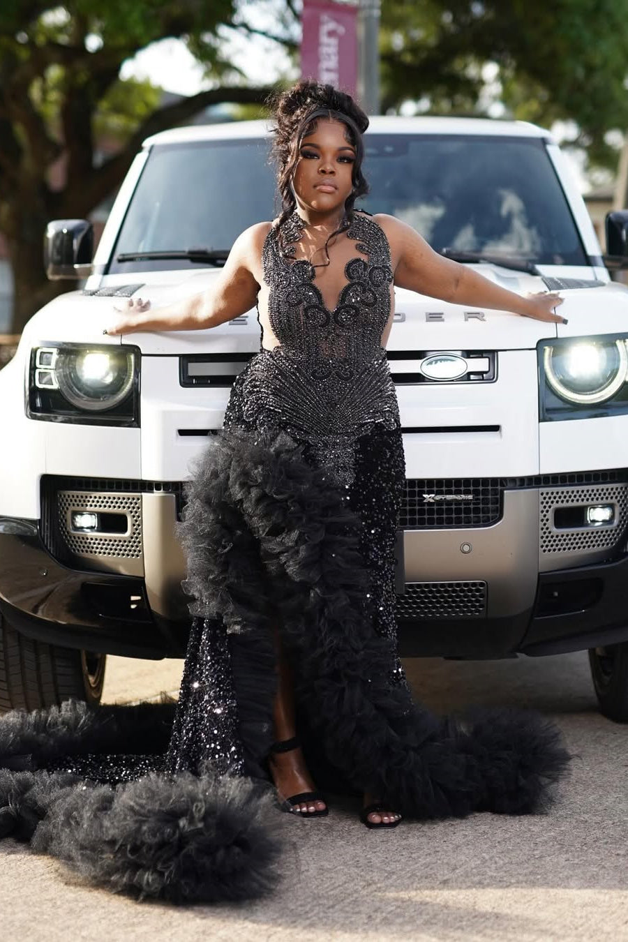 Black Keyhole Feathers High Split Mermaid Sequin Prom Dresses Black Keyhole Feathers High Split Mermaid Sequin Prom Dresses